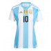 Camiseta Argentina Lionel Messi #10 Primera Equipación Replica Copa America 2024 para mujer mangas cortas